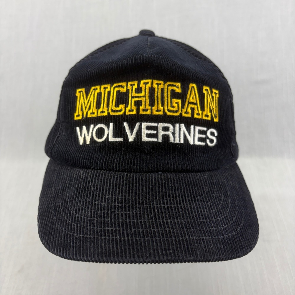 Yupoong Hat Mens OSFA Michigan Wolverines Navy Blue Corduroy Snapback Cap